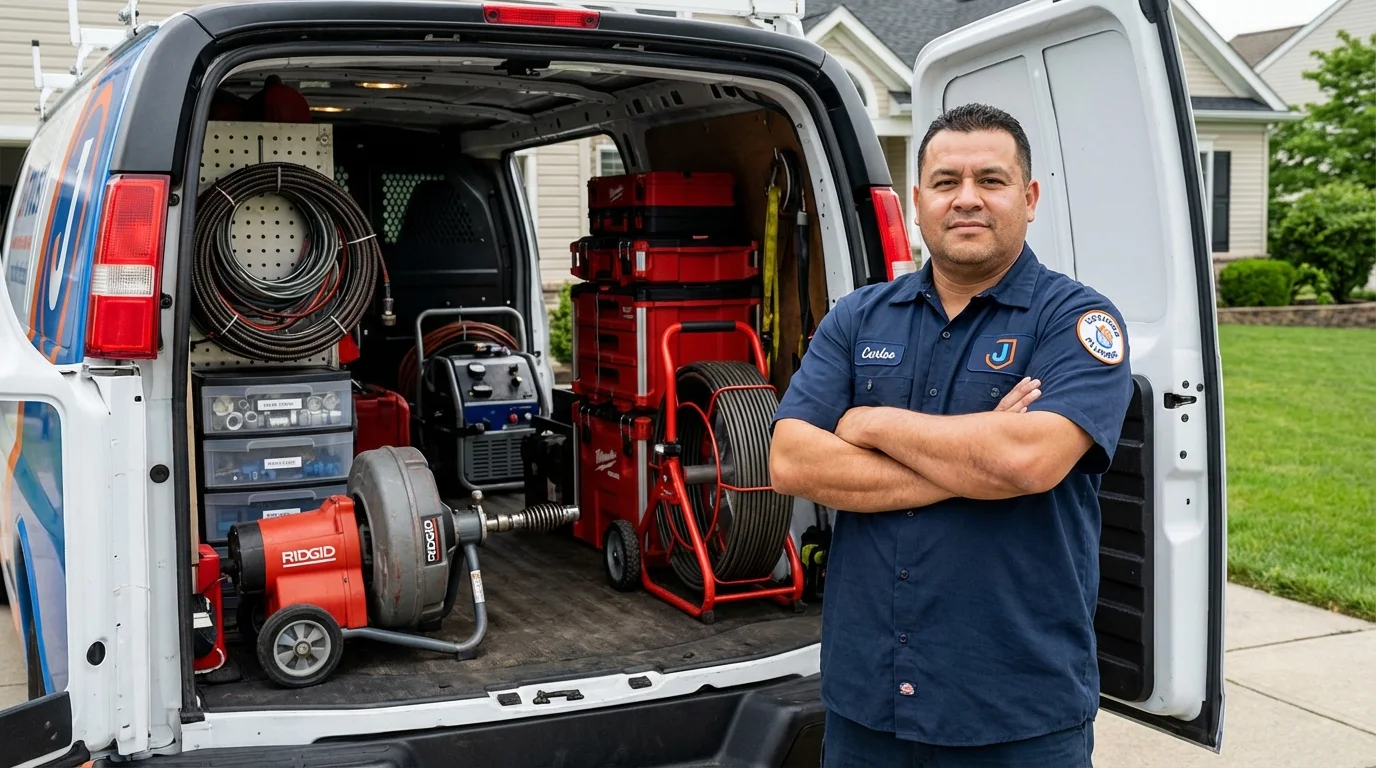 Professional drain cleaning equipment and Johns Plumbing LLC plumber in Center
